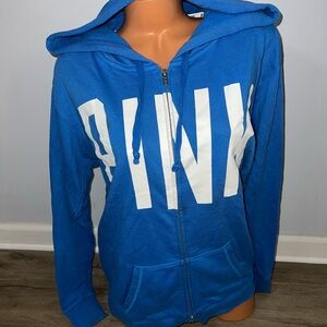 Pink Victoria’s Secret women’s Blue Boyfriend hoodie Logo sweatshirt pullover XS